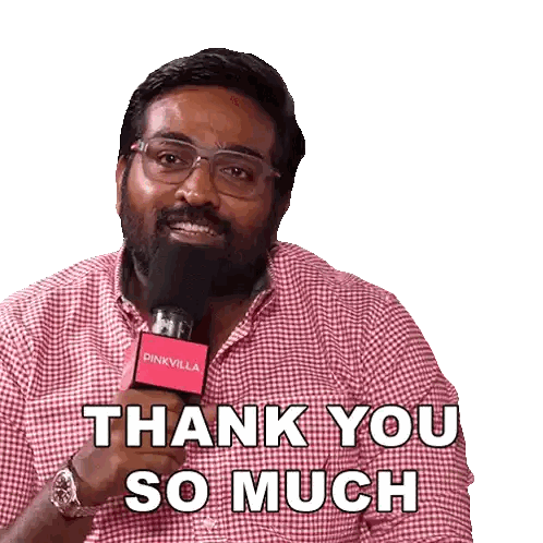 Man Holding Microphone Saying Thank You So Much Sticker