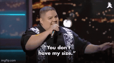 Man Holding Microphone Saying You Don't Have My Size GIF