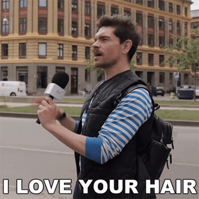 Man Holding Microphone Says I Love Your Hair GIF