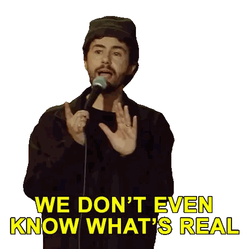 Man Holding Microphone We Don't Know What's Real Sticker