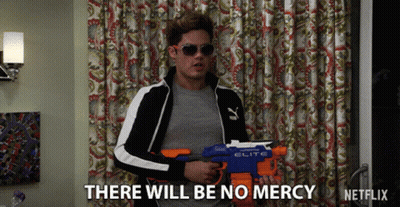 Man Holding Nerf Gun There Will Be No Mercy GIF