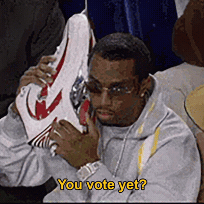 Man Holding Nike Shoes Saying You Vote Yet GIF