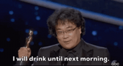 Man Holding Oscar Trophy Saying I Will Drink Until Next Morning GIF