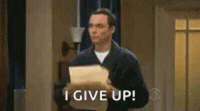 Man Holding Paper Saying I Give Up GIF