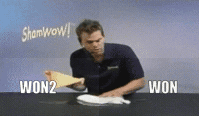Man Holding Paper Saying Sham Wow GIF