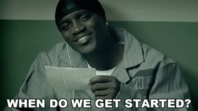 Man Holding Paper Saying When Do We Get Started GIF