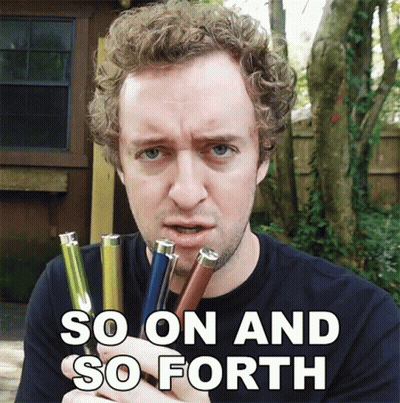 Man Holding Pens Saying So On And So Forth GIF