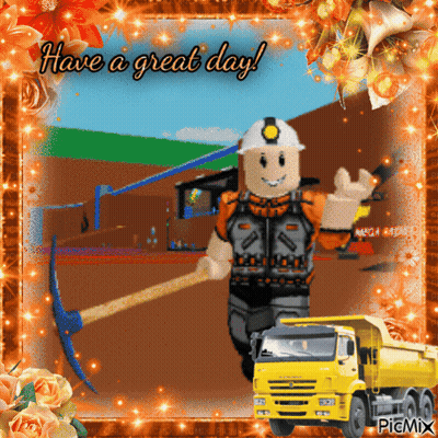 Man Holding Pickaxe Saying Have A Great Day GIF