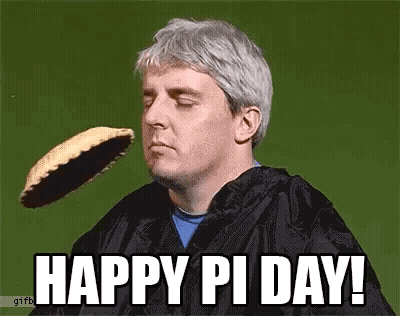 Man Holding Pie Saying Happy Pi Day GIF