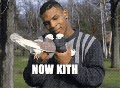 Man Holding Pigeon Saying Now Kith GIF