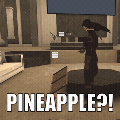 Man Holding Pineapple In Living Room GIF