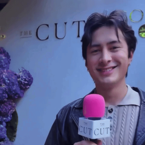 Man Holding Pink Microphone That Says The Cut GIF