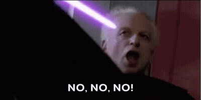 Man Holding Purple Lightsaber Saying No No No GIF