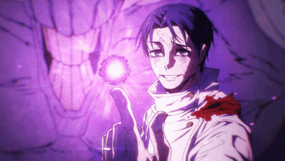 Man Holding Purple Object In Front Of Monster GIF