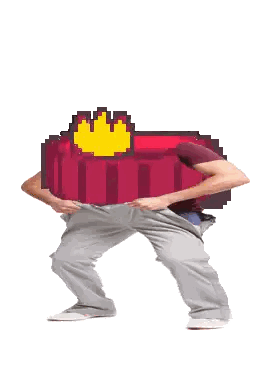 Man Holding Red Ball With Crown Sticker