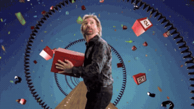 Man Holding Red Box With Number 21 GIF