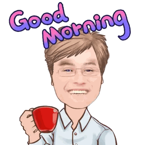 Man Holding Red Cup Good Morning Sticker