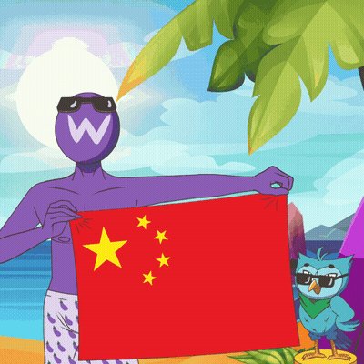 Man Holding Red Flag With Stars GIF
