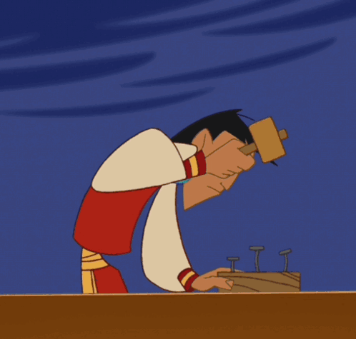Man Holding Red Hammer Surrounded By Soldiers GIF