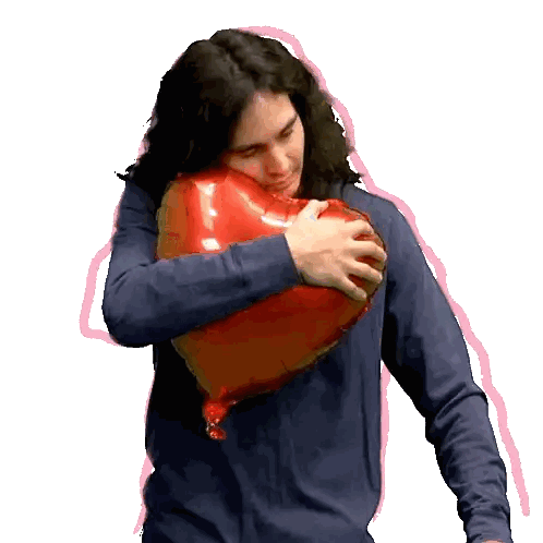 Man Holding Red Heart Balloon Sticker