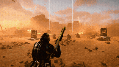 Man Holding Rifle in Video Game