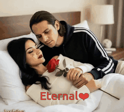 Man Holding Rose Next To Woman On Bed Eternal GIF