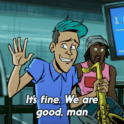 Man Holding Saxophone It's Fine We're Good Man GIF