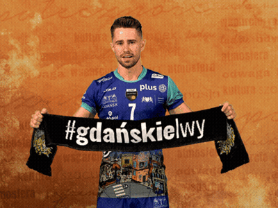 Man Holding Scarf With #Gdanskielwy GIF