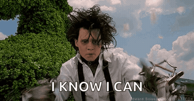 Man Holding Scissors And Saying I Know I Can GIF