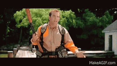 Man Holding Shotgun In Front Of House Says Makeagif