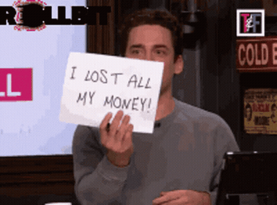 Man Holding Sign I Lost All My Money GIF