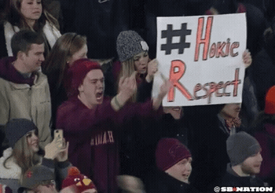 Man Holding Sign Saying #Hokie Respect GIF