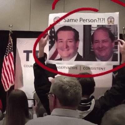 Man Holding Sign Saying Same Person GIF