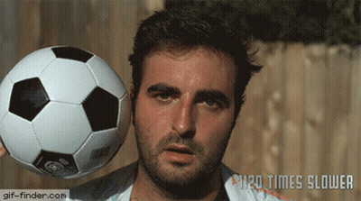 Man Holding Soccer Ball On Forehead GIF