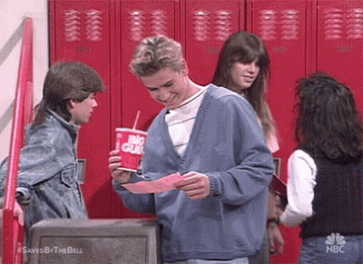 Man Holding Soda And Paper Before Group GIF