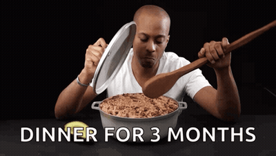 Man Holding Spoon Over Pot Dinner For 3 Months GIF