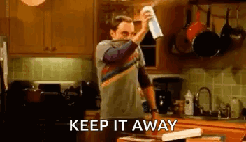 Man Holding Spray Bottle Saying Keep It Away GIF