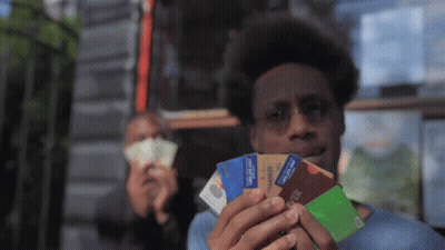 Man Holding Stack Of Credit Cards Including Chase GIF
