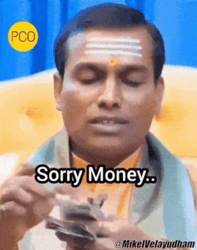 Man Holding Stack Of Money Saying Sorry Money GIF