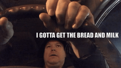 Man Holding Steering Wheel Saying I Gotta Get The Bread And Milk GIF