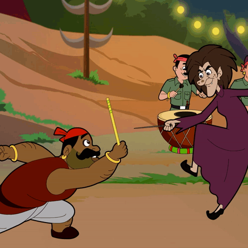 Man Holding Stick And Woman Dancing GIF