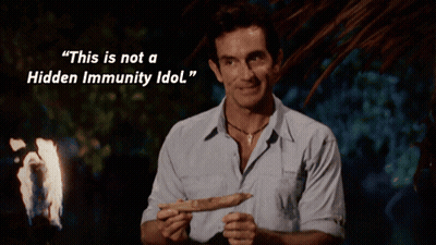 Man Holding Stick Saying This Is Not A Hidden Immunity Idol GIF
