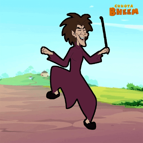 Man Holding Stick With Word Bheem GIF