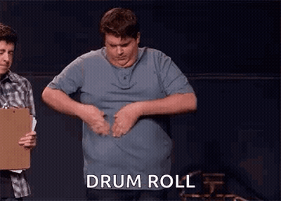 Man Holding Stomach, Clipboard Man Saying Drum Roll GIF