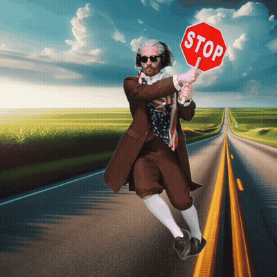 Man Holding Stop Sign GIF