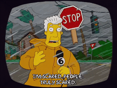 Man Holding Stop Sign Saying I'm Scared GIF