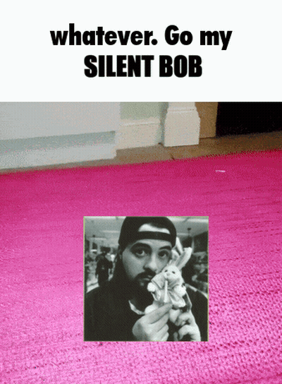 Man Holding Stuffed Animal Saying Whatever Go My Silent Bob GIF
