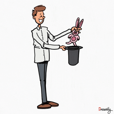 Man Holding Stuffed Rabbit In Top Hat By Drawsky GIF