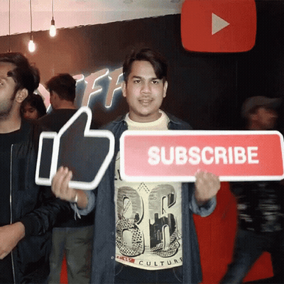 Man Holding Subscribe Sign In Front Of YouTube Logo GIF