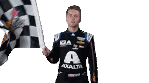 Man Holding Sunoco Checkered Flag Sticker